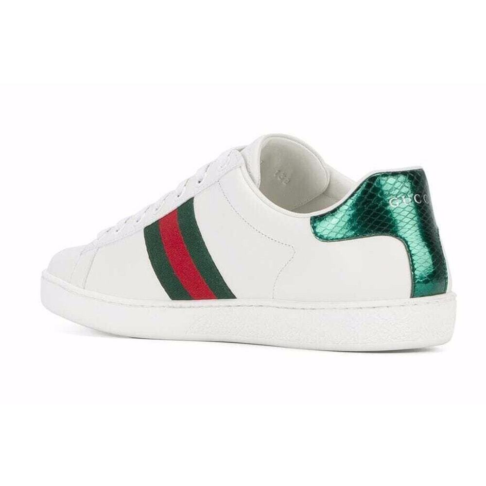 Gucci New Ace White Leather Red Heart Dagger Sword GG Flat Trainer Sneaker 41.5 - Picture 8 of 12